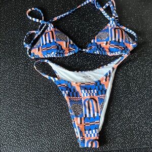RVCA Geometric Blue and Orange Bikini